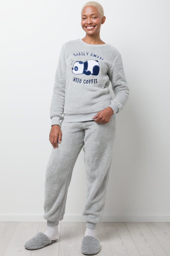 Barely Awake Need Coffee Pyjamas Light Grey
