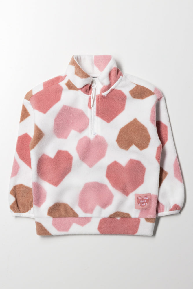 Heart Polar Fleece Tracktop Pink