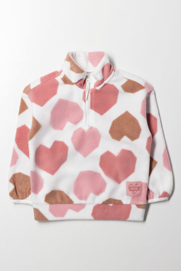 Heart Polar Fleece Tracktop Pink