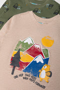 2 Pack Long Sleeve T-Shirts Natural And Green (1)