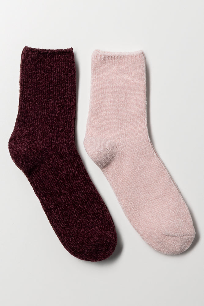 2 Pack Socks Burgundy And Pink