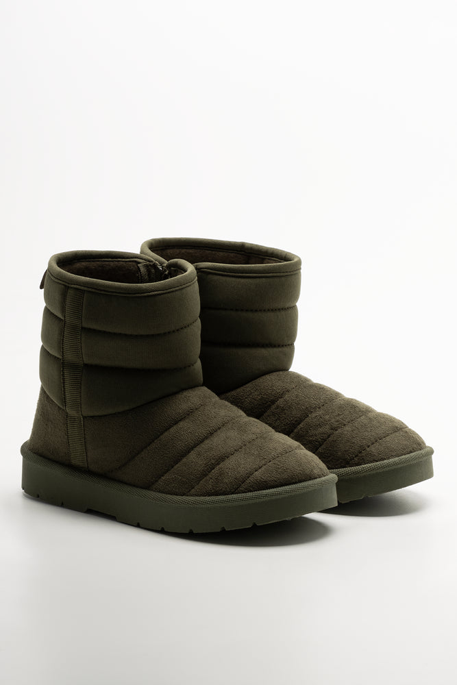 Quilted Comfy Boots Green
