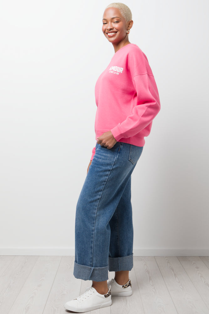 Amour C'est La Vie Crew Neck Tracktop Pink (1)