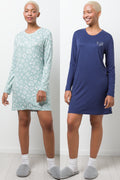 2 Pack Duvet Days Long Sleeve Sleepshirts Blue