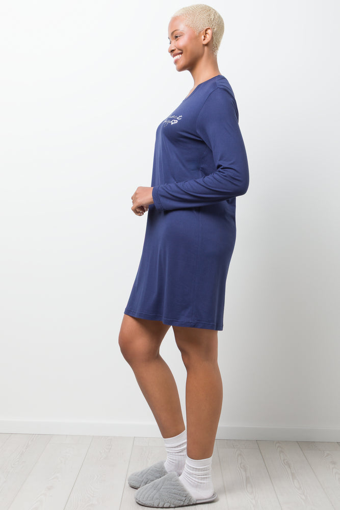 2 Pack Duvet Days Long Sleeve Sleepshirts Blue (2)