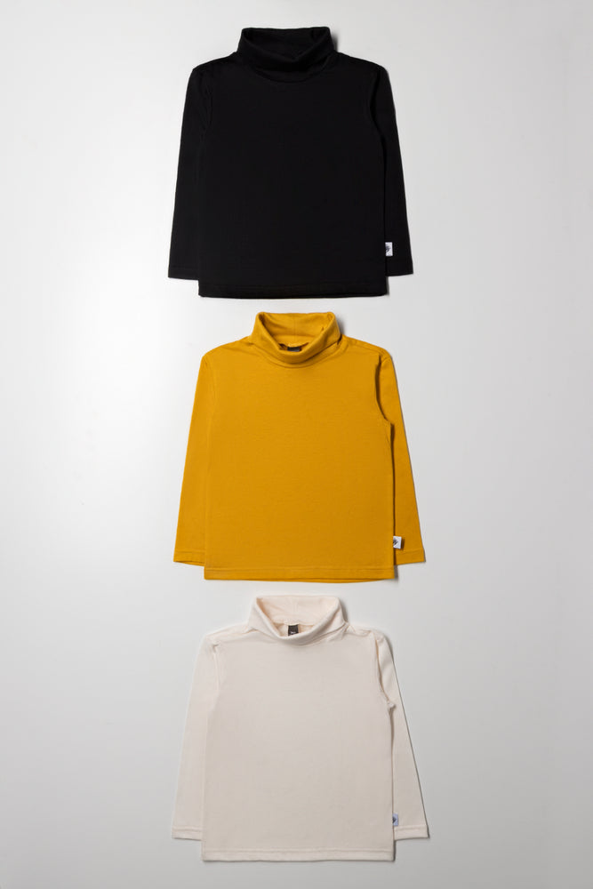 3 Pack Polonecks Yellow, Cream And Black
