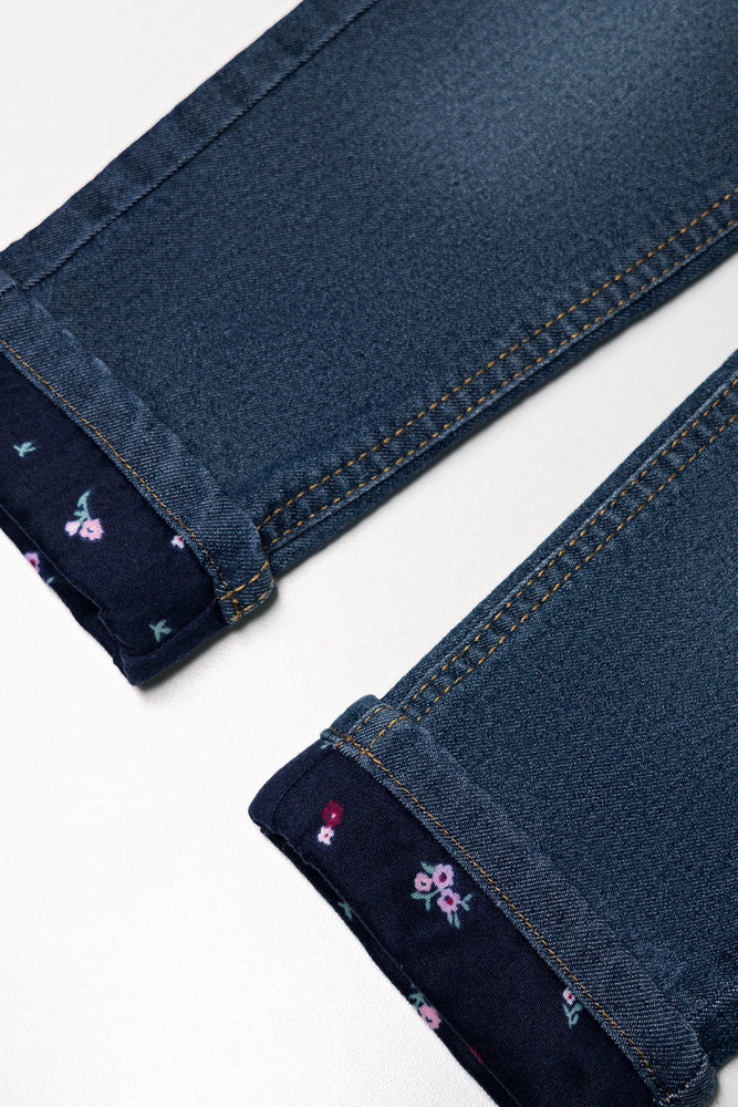 Lined Cuff Denim Jean Blue (1)