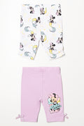 Minnie Mouse 2 Pack Cropped Leggings White And Lilac
