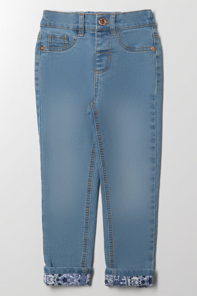 Lined Cuff Denim Jean Light Blue