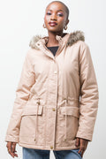 Parka Jacket With Fur Trim Natural