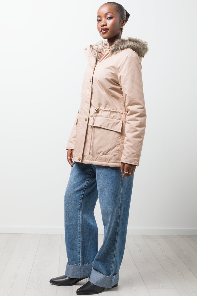 Parka Jacket With Fur Trim Natural (1)