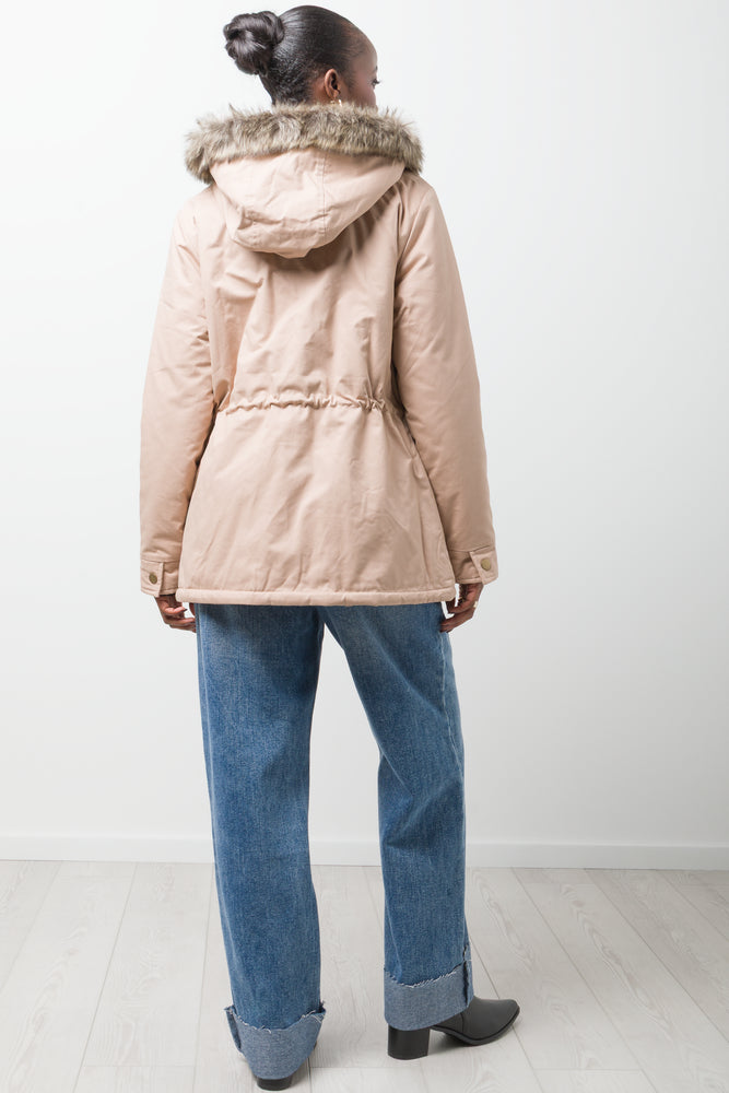 Parka Jacket With Fur Trim Natural (2)