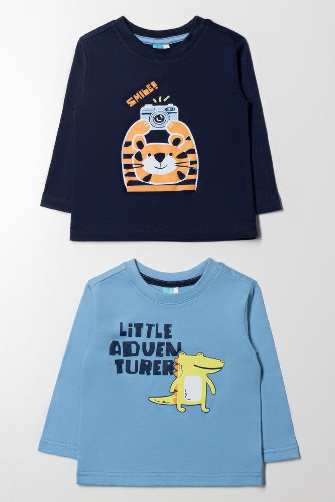2 Pack Long Sleeve T-Shirts Navy And Blue