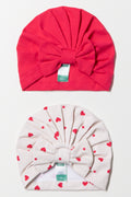 2 Pack Heart Turbans Dark Pink