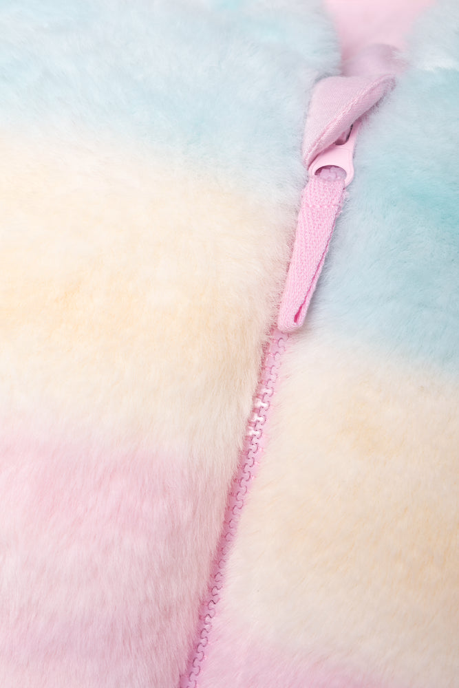 Faux Fur Jacket With Zip Multi