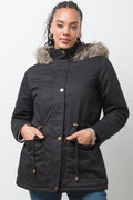 Parka Jacket With Fur Trim Black