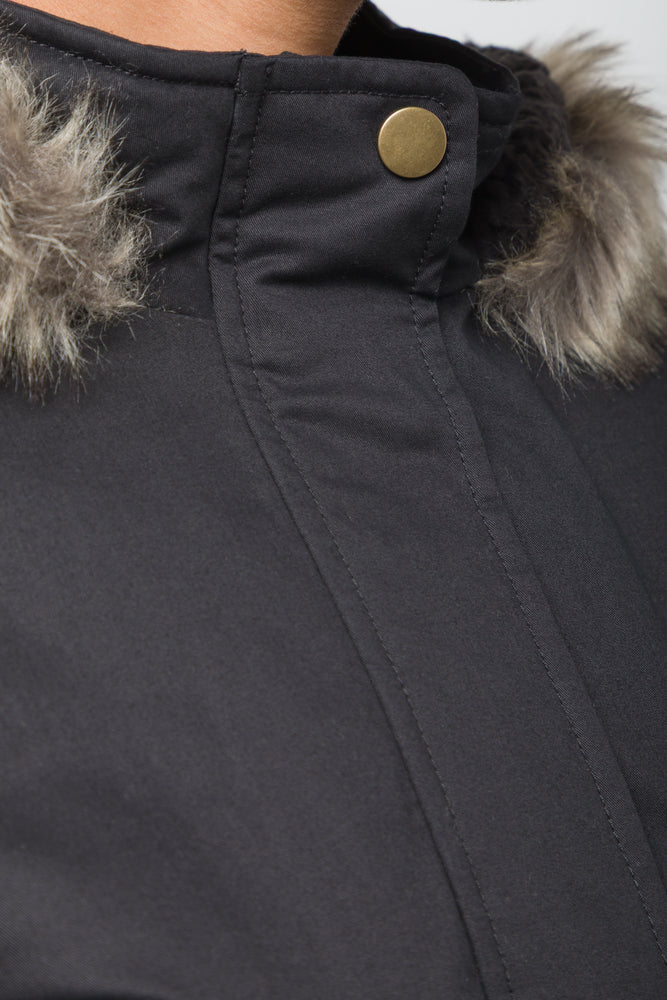 Parka Jacket With Fur Trim Black (3)