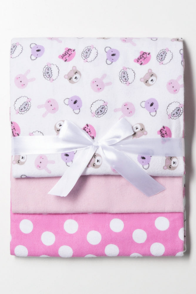 3 Pack Receiver Blankets Pink