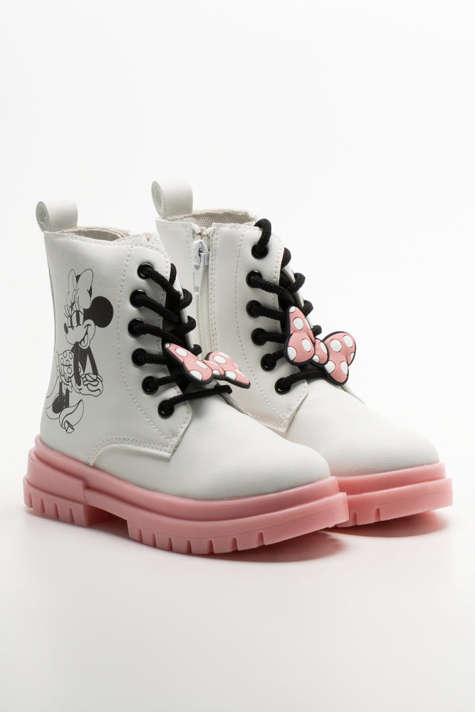 Minnie Mouse Lace Up Boots White