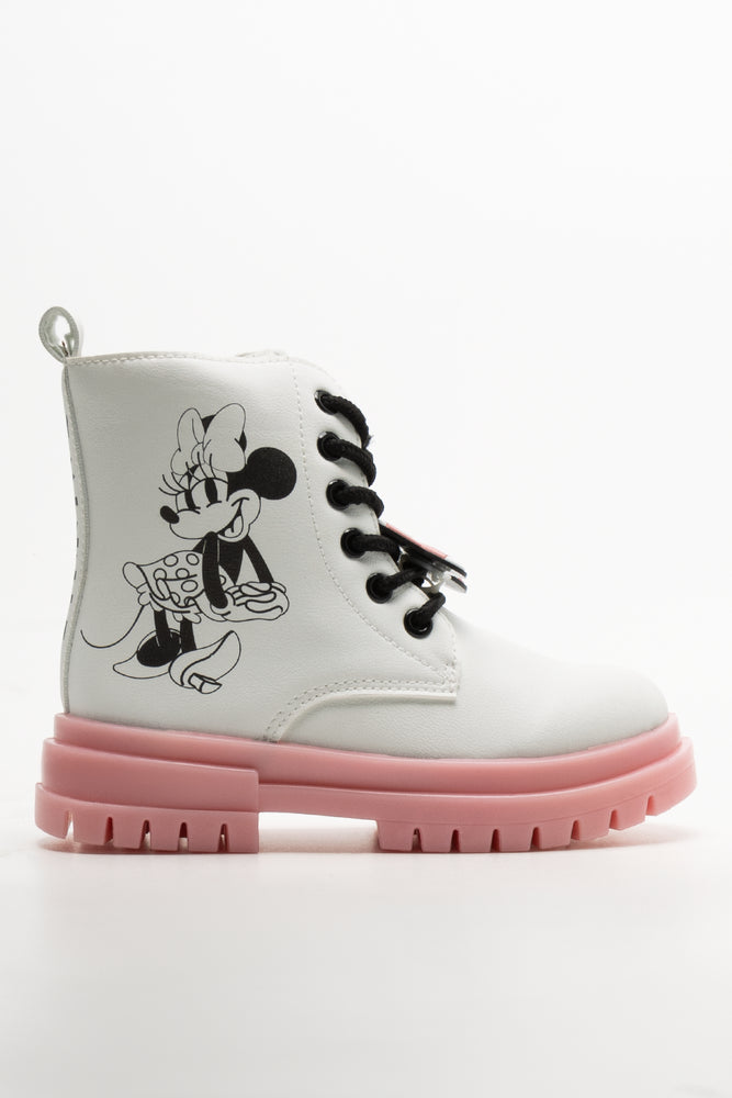Minnie Mouse Lace Up Boots White (1)