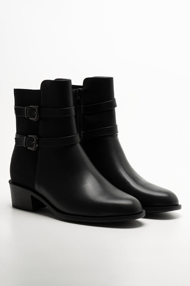 Double Buckle Boots Black