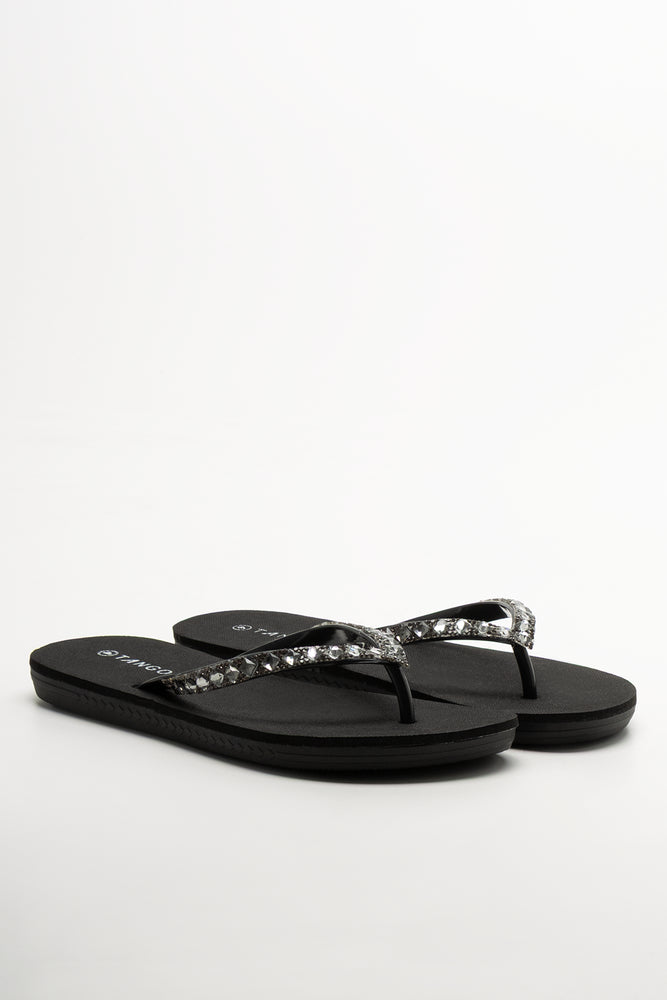 Diamante Flip Flops Black