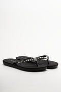 Diamante Flip Flops Black