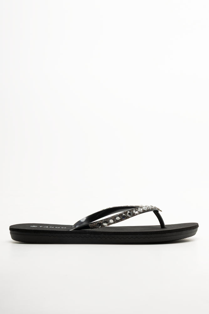 Diamante Flip Flops Black