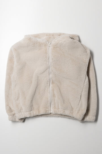 Fur Hooded Tracktop Natural