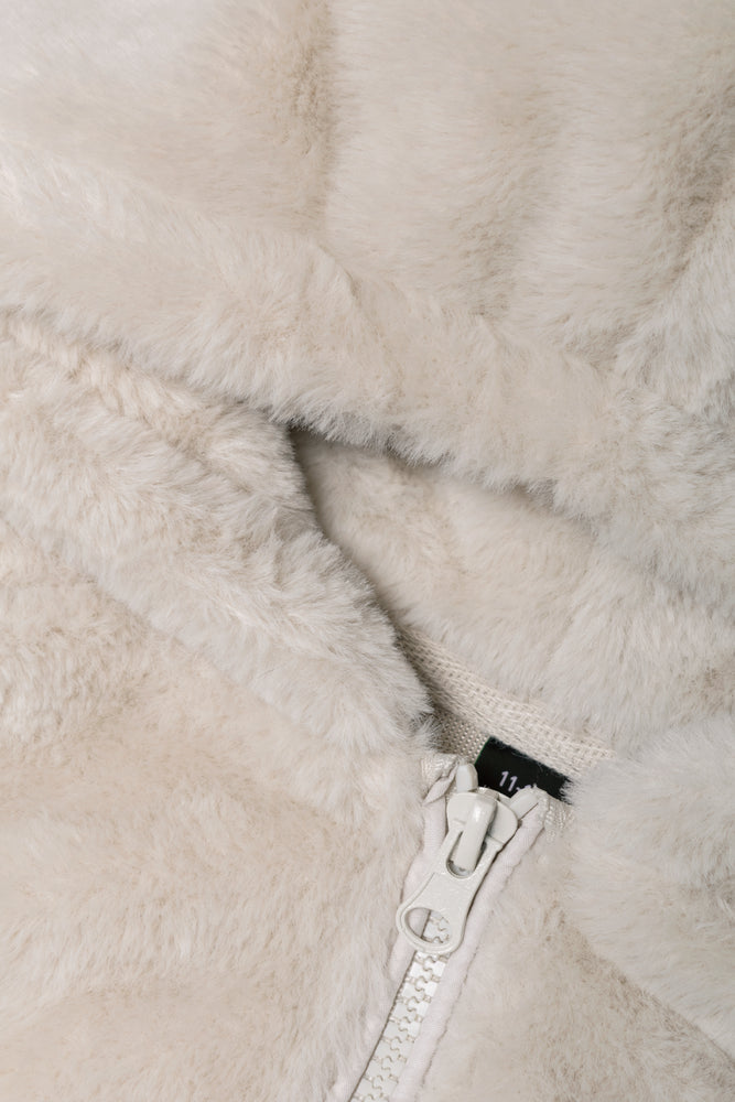 Fur Hooded Tracktop Natural