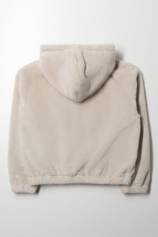 Fur Hooded Tracktop Natural (2)