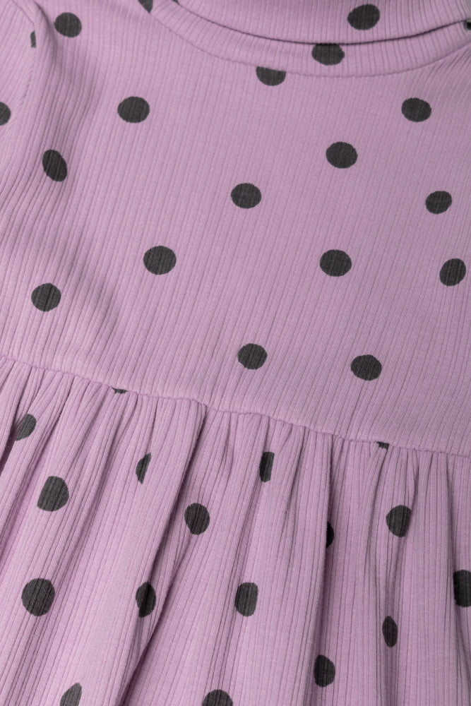 Spot Poloneck Flare Dress Purple
