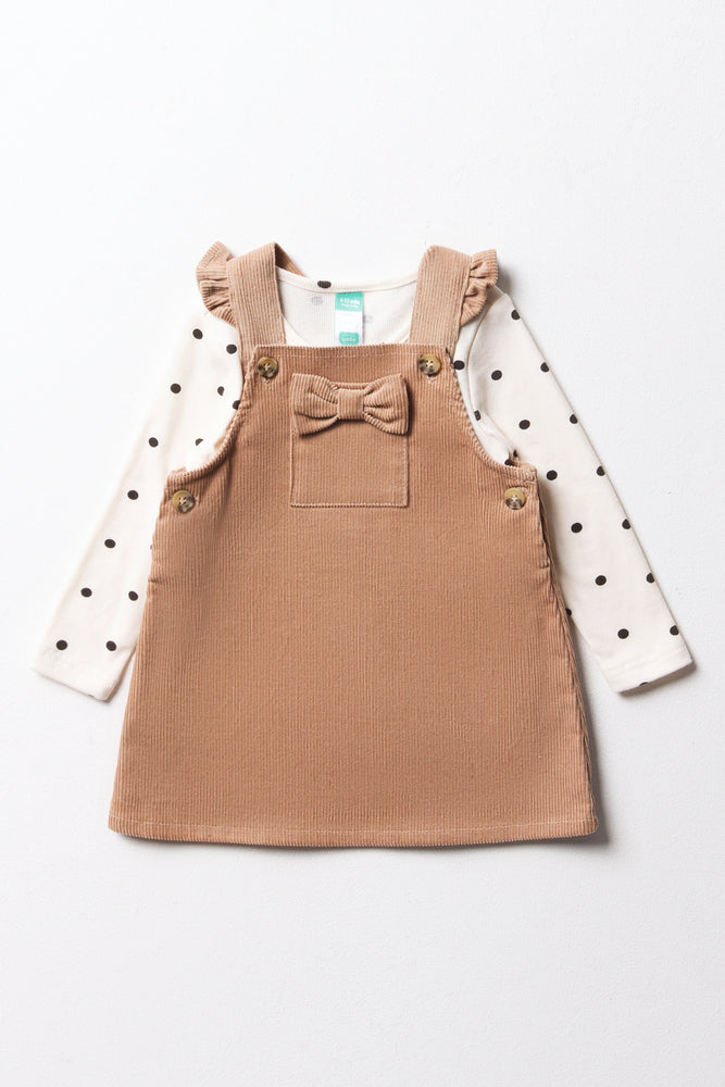 Frilled Corduroy Pini Set Brown