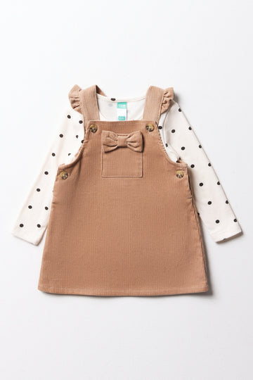 Frilled Corduroy Pini Set Brown