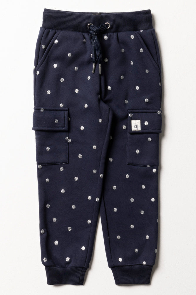 Spot Glitter Trackpants Navy