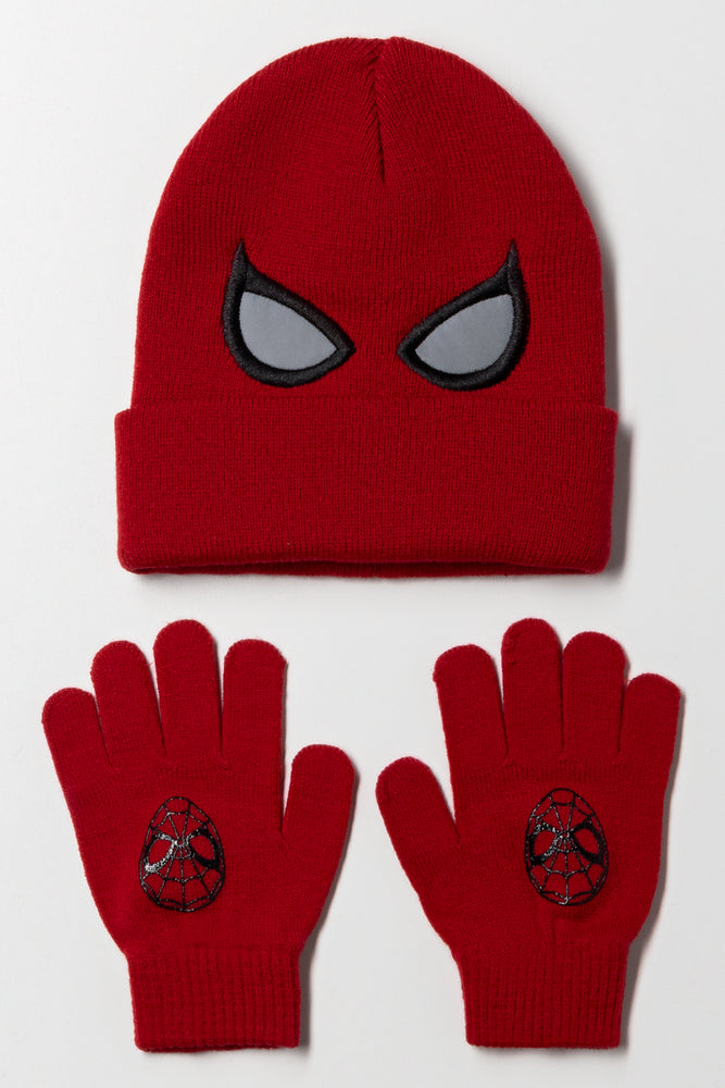 Spider-Man 2 Piece Beanie Set Red