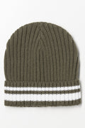 Striped Rib Beanie Green