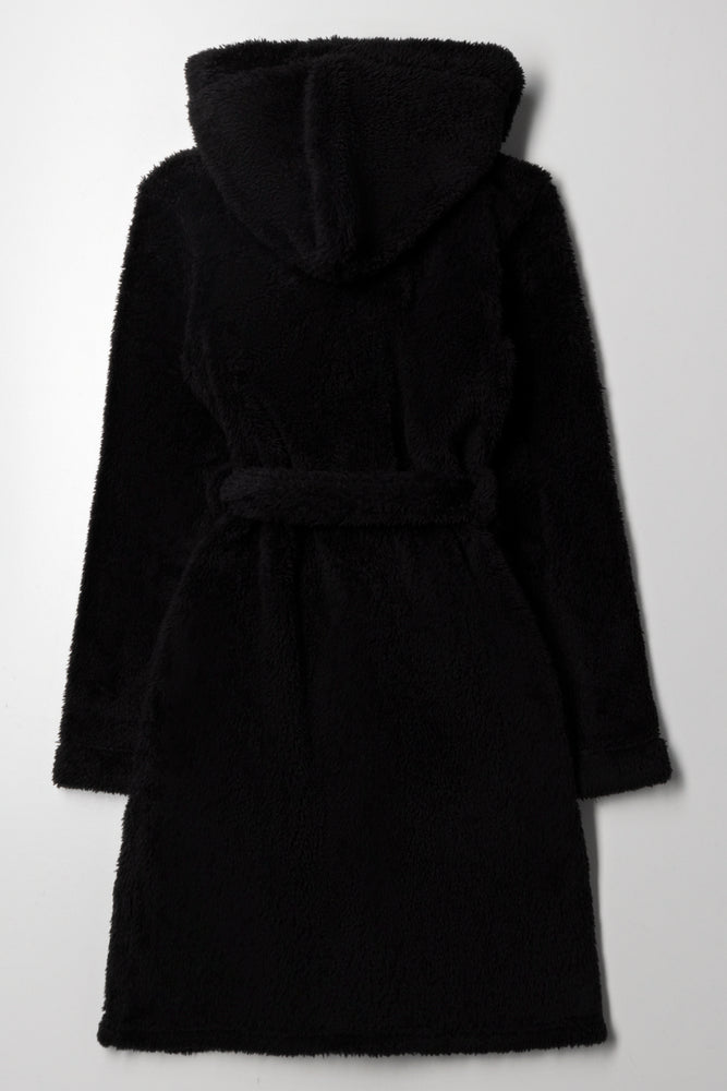 Shaggy Hooded Gown Black (2)