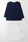 2 Pack Long Sleeve T-Shirts Navy And White (3)