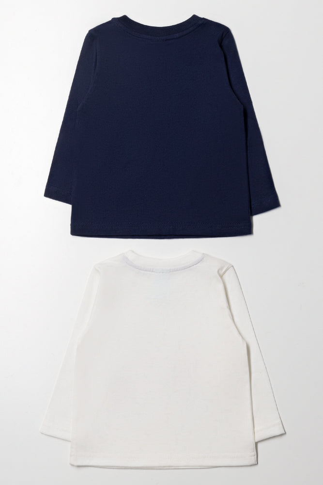 2 Pack Long Sleeve T-Shirts Navy And White (3)