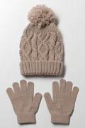 Beanie And Gloves Set Natural