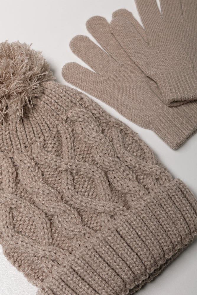 Beanie And Gloves Set Natural