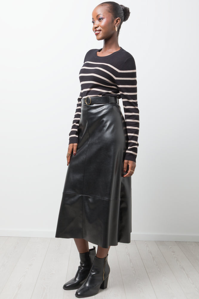 Long Sleeve Crew Neck Stripe Jersey Black