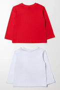 2 Pack Long Sleeve Printed T-Shirts Red And White (3)
