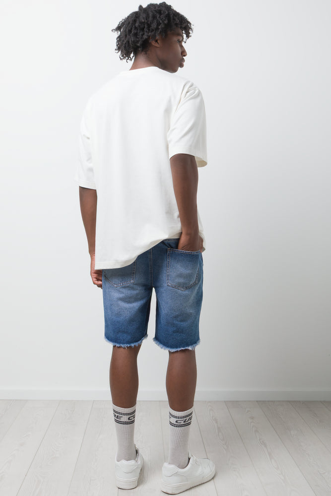 Ripped Denim Shorts Blue (3)