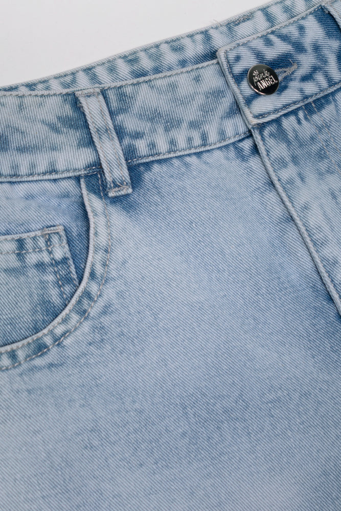Straight Leg Denim Jeans Light Blue