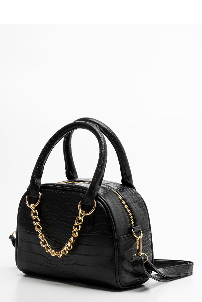 Croc Bowler With Chain Detail Bag Black