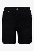 High Rise Denim Shorts Black