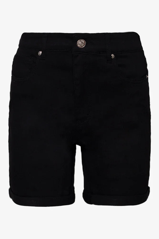 High Rise Denim Shorts Black