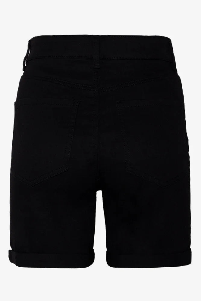 High Rise Denim Shorts Black (1)